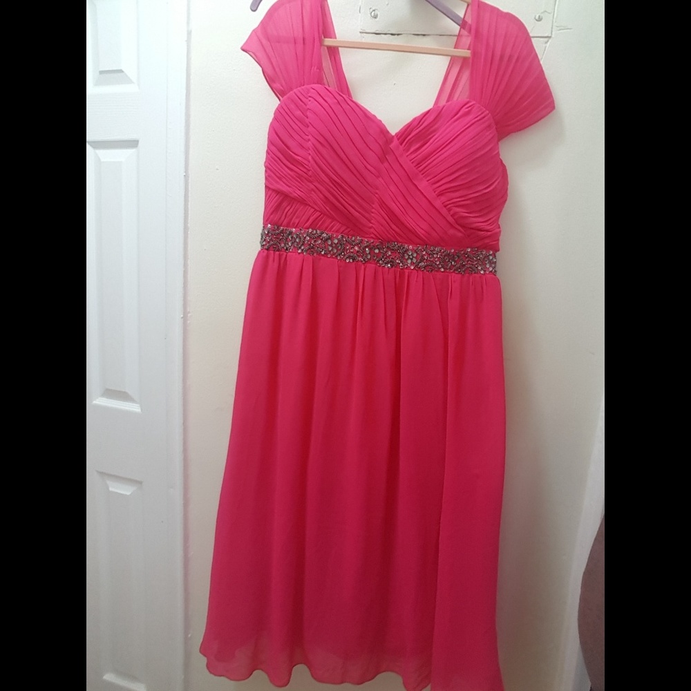 ASOS Pink Chiffon Dress with Sparkly Belt